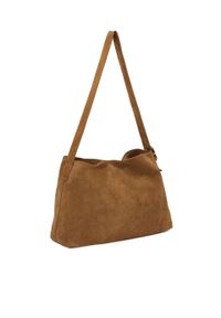 Kazar - Zamszowa torebka z regulowanym paskiem. Kolor: brązowy. Materiał: zamszowe. Rozmiar: duże. Styl: casual #4