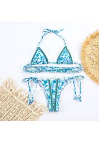 Intica - Bikini wiązane z wysokim wycięciem na plażę i letnie imprezy Shanika. Kolor: wielokolorowy. Materiał: materiał #4