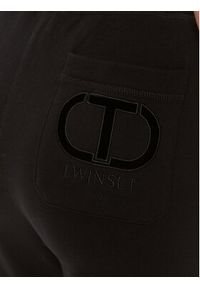 TwinSet - TWINSET Spodnie dresowe 232TT2371 Czarny Regular Fit. Kolor: czarny. Materiał: bawełna, dresówka #3