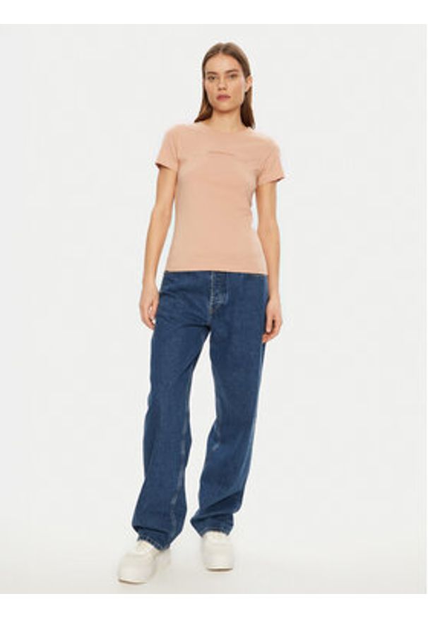 Calvin Klein Jeans T-Shirt Institutional Graphic J20J224990 Beżowy Slim Fit. Kolor: beżowy. Materiał: bawełna