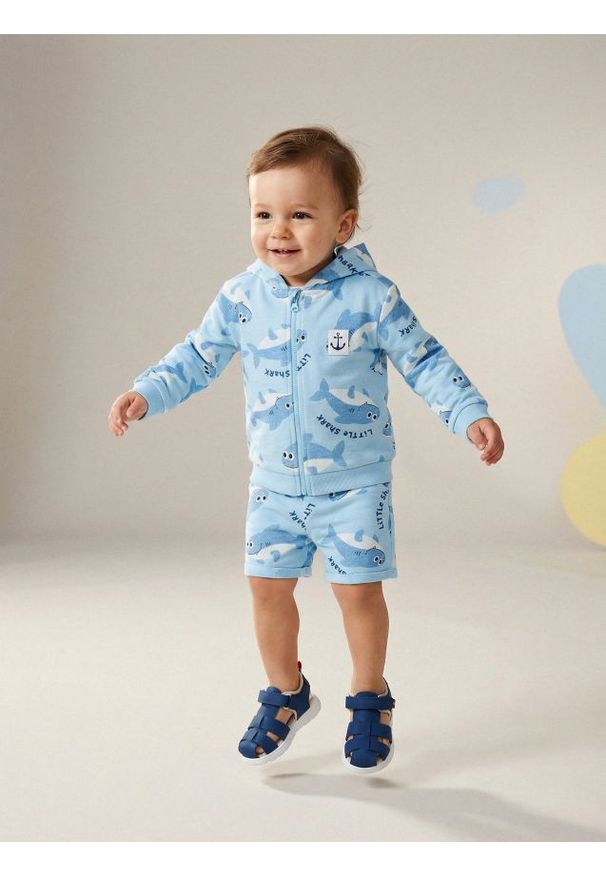 Sinsay - Bawełniane szorty - błękitny. Kolor: niebieski. Materiał: bawełna