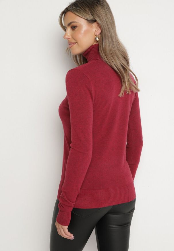 Born2be - Bordowy Golf Sweter z Wiskozą i Kaszmirem Zailaya. Okazja: na co dzień. Typ kołnierza: golf. Kolor: czerwony. Materiał: wiskoza, kaszmir. Styl: casual