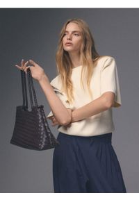 Reserved - Pleciona torebka shopper - ciemnobrązowy. Kolor: brązowy. Materiał: skórzane #1