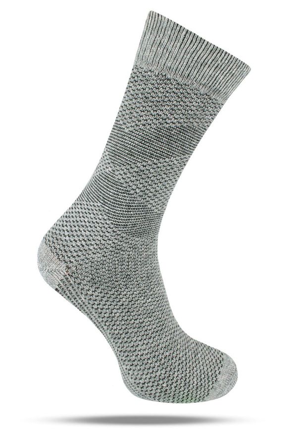 His Story - Ciepłe Wełniane Skarpetki Zimowe - Drobny Wzór, Popiel. Materiał: wełna, elastan, poliamid. Wzór: geometria