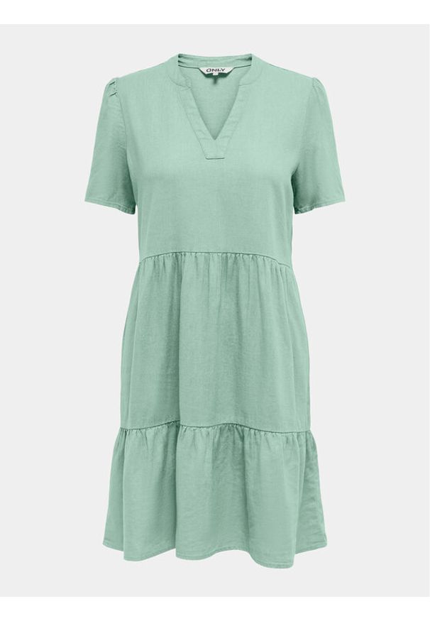 only - ONLY Sukienka letnia Tiri-Caro 15310970 Zielony Regular Fit. Kolor: zielony. Materiał: len. Sezon: lato