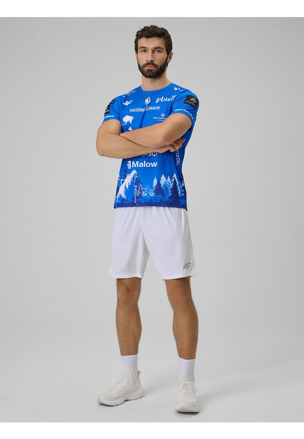 4f - 4F Koszulka meczowa replika wyjazdowa z sezonu 2025/26 męska 4F x Ślepsk Suwałki - niebieska M. Kolor: wielokolorowy. Materiał: dzianina, materiał. Wzór: nadruk