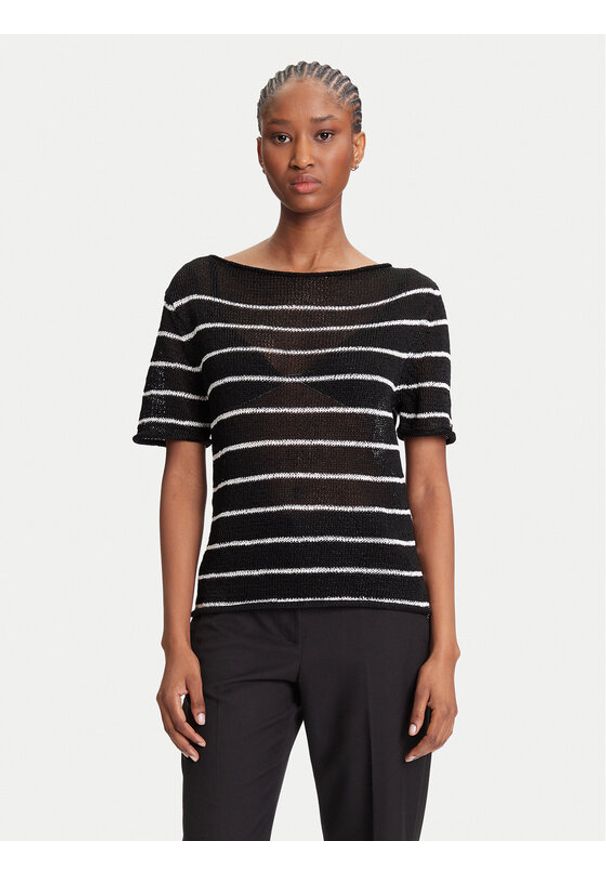 TOMMY HILFIGER - Tommy Hilfiger Sweter WW0WW46522 Czarny Regular Fit. Kolor: czarny. Materiał: syntetyk, wiskoza