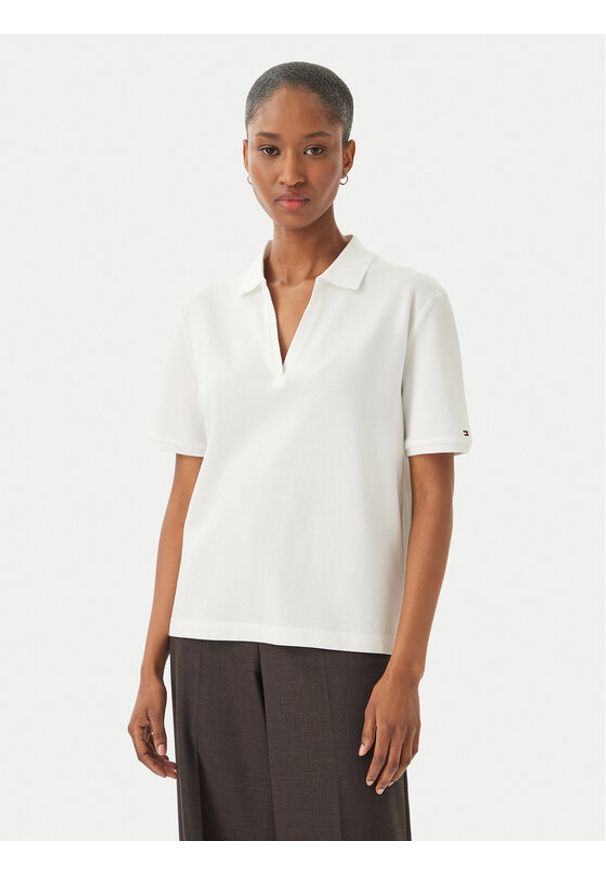 TOMMY HILFIGER - Tommy Hilfiger Polo WW0WW48720 Biały Relaxed Fit. Typ kołnierza: polo. Kolor: biały. Materiał: bawełna