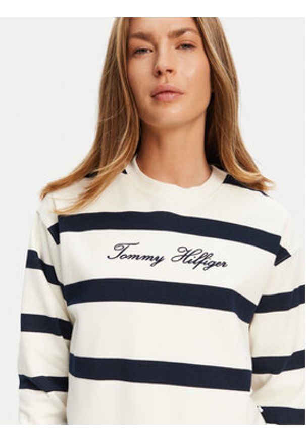TOMMY HILFIGER - Tommy Hilfiger Bluza Script WW0WW45743 Écru Regular Fit. Materiał: bawełna