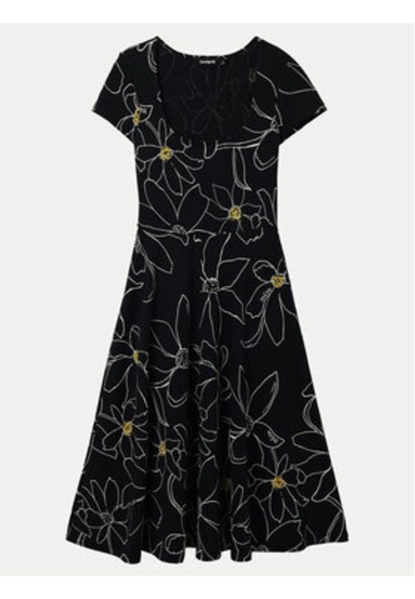 Desigual Sukienka letnia Margaritis 24SWVK55 Czarny Regular Fit. Kolor: czarny. Materiał: bawełna. Sezon: lato