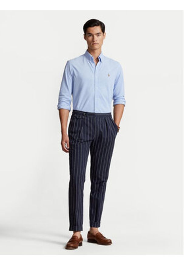 Polo Ralph Lauren Koszula 710932545001 Błękitny Custom Fit. Typ kołnierza: polo. Kolor: niebieski. Materiał: bawełna