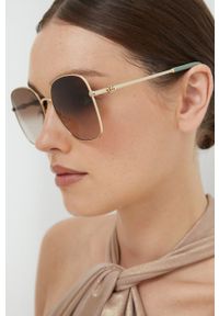 Gucci okulary przeciwsłoneczne damskie kolor złoty. Kolor: złoty. Wzór: geometria #3