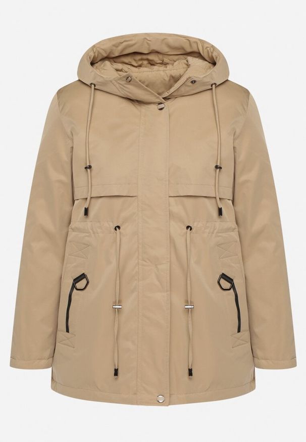 Born2be - Ciemnobeżowa Kurtka Parka Dwustronna Korilea. Okazja: na co dzień. Kolor: beżowy. Wzór: gładki. Styl: klasyczny, casual, elegancki