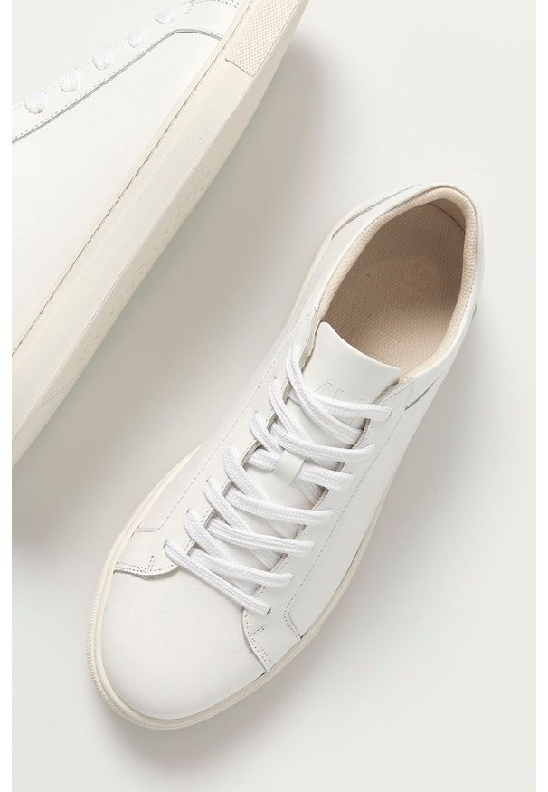 Selected - Buty skórzane. Nosek buta: okrągły. Zapięcie: sznurówki. Kolor: biały. Materiał: skóra