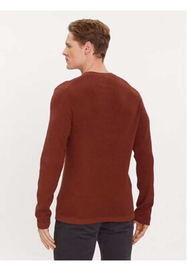 Selected Homme Sweter 16079776 Bordowy Regular Fit. Kolor: czerwony. Materiał: bawełna