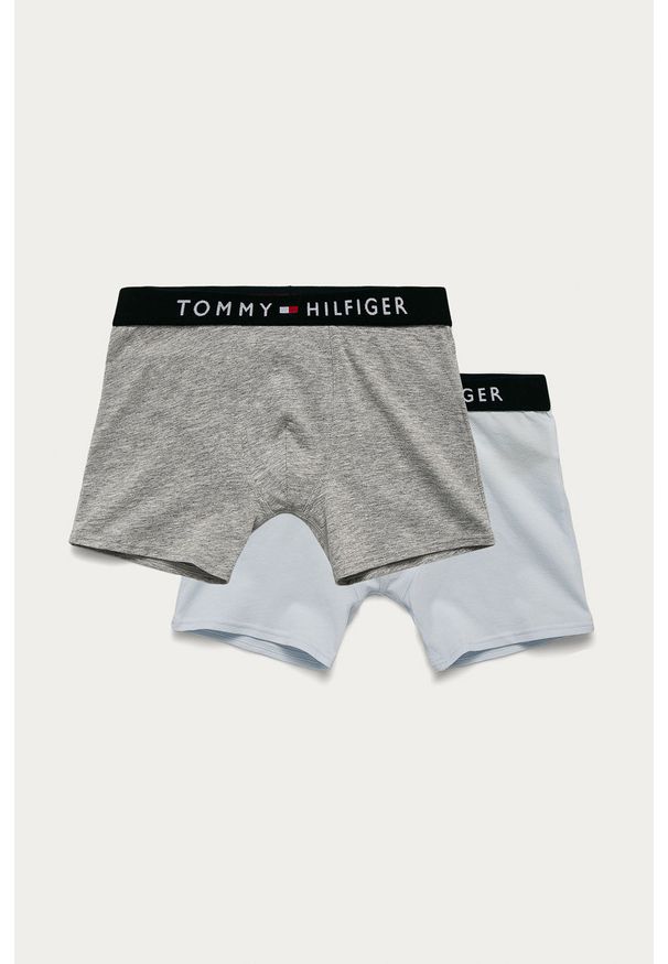 TOMMY HILFIGER - Tommy Hilfiger - Bokserki dziecięce (2-pack). Kolor: szary. Materiał: bawełna, dzianina, poliamid, elastan, poliester. Wzór: nadruk