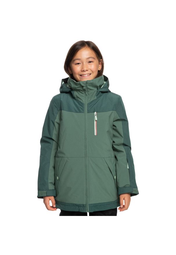 Kurtka narciarska dla dzieci Roxy Presence membrana 15K/10K. Kolor: zielony. Materiał: poliester. Sezon: zima. Sport: narciarstwo