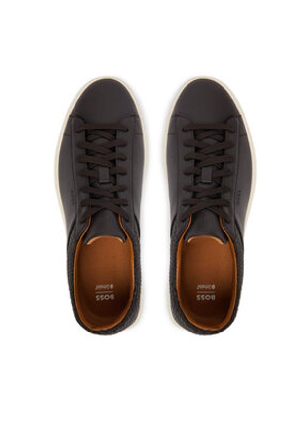 BOSS Sneakersy Kieran 50563591 Brązowy. Kolor: brązowy. Materiał: skóra