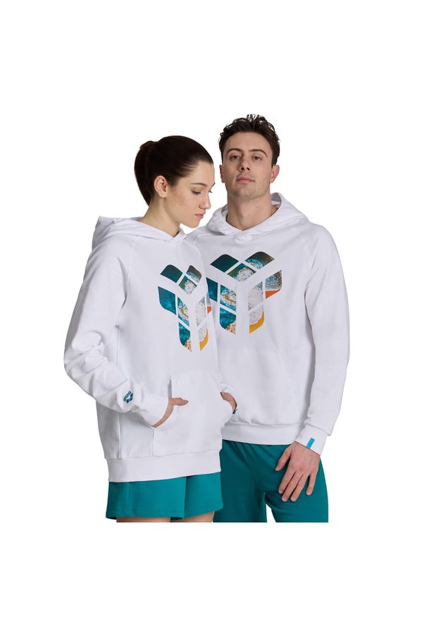 Bluza Arena Planet Water Hooded Sweat z kapturem. Typ kołnierza: kaptur. Kolor: biały. Materiał: bawełna