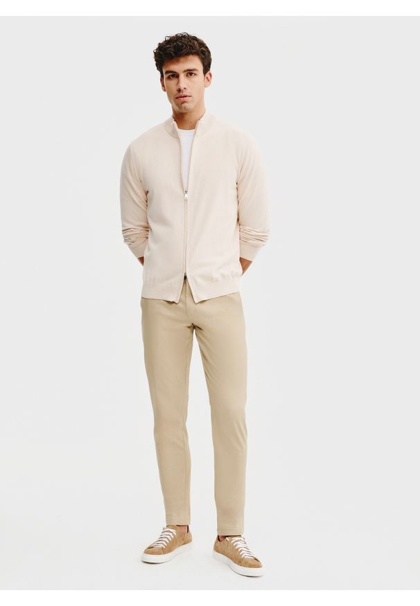 Pako Lorente - PAKO LORENTE – Sweter męski rozpinany w kolorze beżowym. Kolor: niebieski, beżowy. Materiał: bawełna. Sezon: wiosna