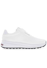 TOMMY HILFIGER - Buty męskie Tommy Hilfiger Lightweight RWB Knit FM0FM05423-YBS - białe. Okazja: na co dzień. Kolor: biały. Materiał: tkanina, poliester, dzianina, materiał. Szerokość cholewki: normalna #1