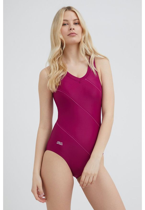 Aqua Speed strój kąpielowy Sophie kolor fioletowy usztywniona miseczka. Kolor: fioletowy. Materiał: materiał, dzianina. Wzór: gładki