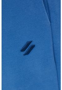 Superdry spodnie damskie gładkie. Kolor: niebieski. Materiał: dzianina. Wzór: gładki #2