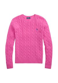 Polo Ralph Lauren Sweter 211971865008 Różowy Slim Fit. Typ kołnierza: polo. Kolor: różowy. Materiał: wełna