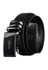 Skórzany pasek męski w czarnym kolorze z automatyczną klamrą Peterson PTN A021-AB-BLACK. Kolor: czarny. Materiał: skóra. Styl: elegancki #1