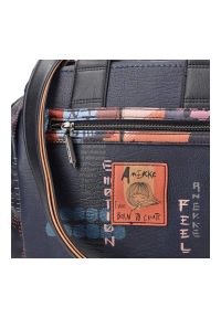 Granatowa Torebka Damska Glamour Kuferek Anekke. Kolor: niebieski. Wzór: kolorowy. Materiał: skórzane. Styl: glamour #3