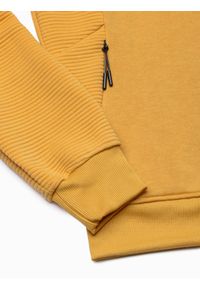 Ombre Clothing - Bluza męska rozpinana z kapturem - musztardowa V7 OM-SSZP-0124 - XXL. Typ kołnierza: kaptur. Kolor: żółty. Materiał: bawełna, tkanina, poliester. Wzór: nadruk