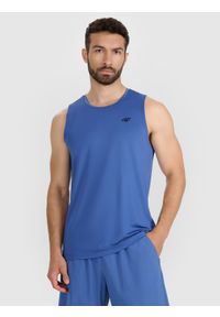 4f - 4F Tank top treningowy szybkoschnący męski - niebieski M. Kolor: turkusowy. Materiał: materiał, włókno, elastan, syntetyk. Wzór: ze splotem. Sport: fitness