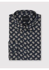Pako Lorente - PAKO LORENTE – Czarna koszula w kwiaty. Kolor: niebieski, czarny. Materiał: bawełna, elastan. Długość rękawa: długi rękaw. Długość: długie. Wzór: kwiaty #4