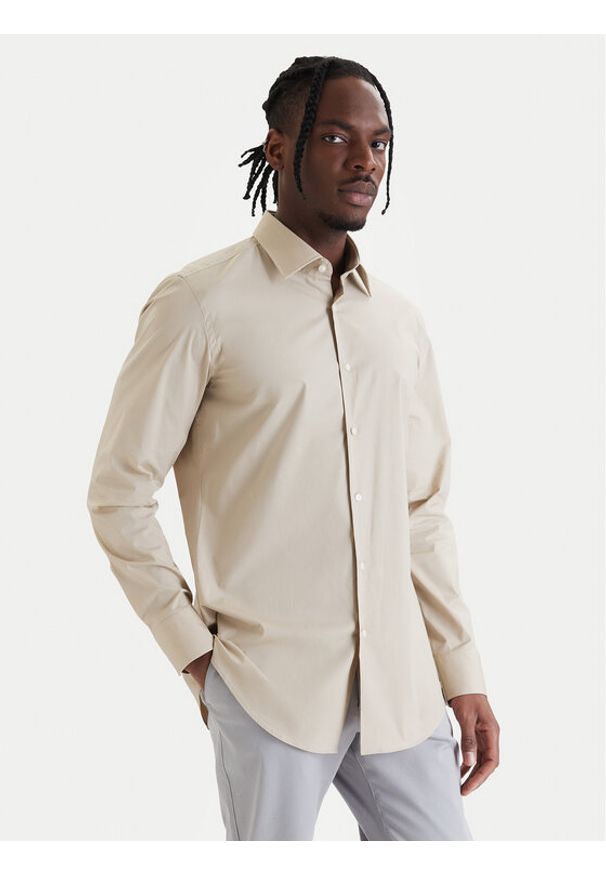 BOSS Koszula H-Hank-Kent-C1-214 50469345 Beżowy Slim Fit. Typ kołnierza: kołnierzyk klasyczny. Kolor: beżowy. Materiał: bawełna