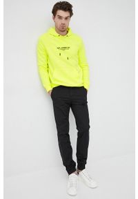 Karl Lagerfeld bluza męska kolor żółty z kapturem z aplikacją. Okazja: na co dzień. Typ kołnierza: kaptur. Kolor: żółty. Materiał: materiał. Wzór: aplikacja. Styl: casual #3