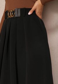 Renee - Czarna Spódnica Rozkloszowana z Paskiem Tenga. Kolor: czarny #2