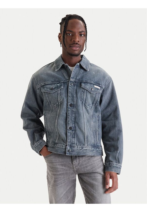 Calvin Klein Jeans Kurtka jeansowa 90s LV04RF723G Szary Regular Fit. Kolor: szary. Materiał: bawełna