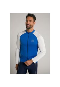 JAY-PI - Męski Kolarski trykot stójka długi rękaw. Typ kołnierza: kołnierzyk stójkowy. Kolekcja: plus size. Kolor: niebieski. Materiał: poliester, materiał. Długość rękawa: długi rękaw. Długość: długie. Sport: kolarstwo