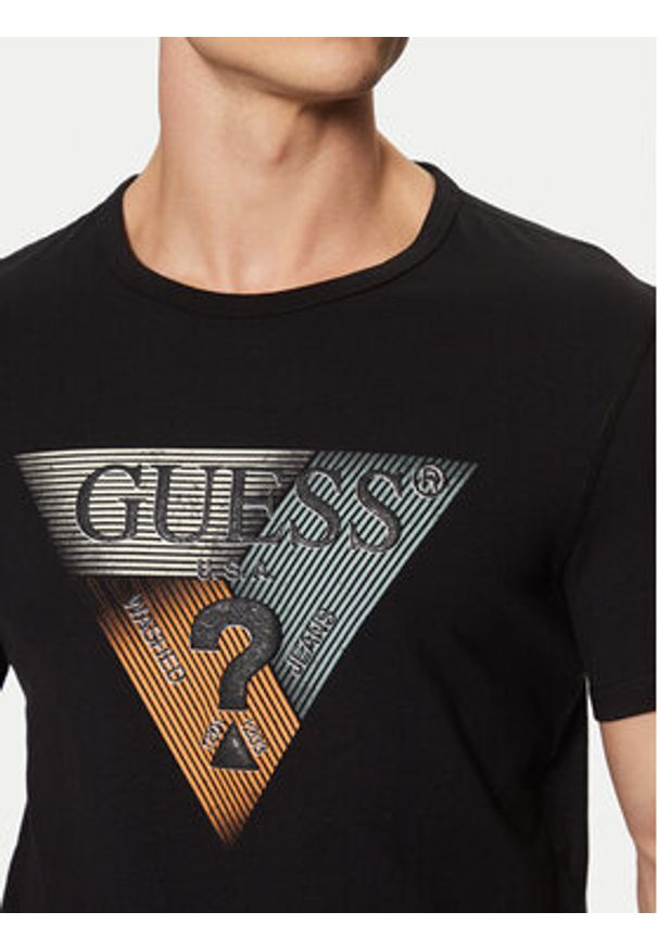 Guess T-Shirt M5RI14 J1314 Czarny Slim Fit. Kolor: czarny. Materiał: bawełna