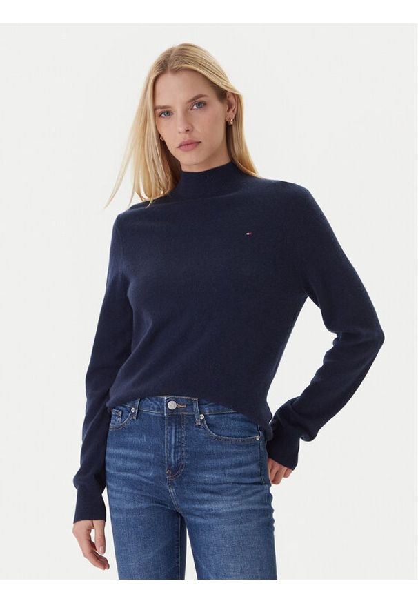 TOMMY HILFIGER - Tommy Hilfiger Sweter WW0WW47468 Granatowy Regular Fit. Kolor: niebieski. Materiał: wełna