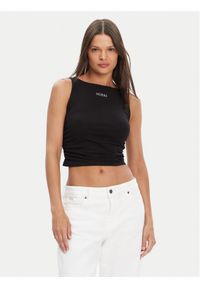 Guess Top V5YP00 J1314 Czarny Regular Fit. Kolor: czarny. Materiał: bawełna