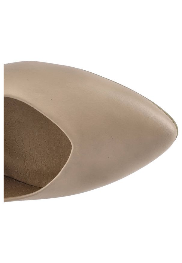 Beżowe Czółenka Espirito Damskie Stylowe Półbuty. Okazja: do pracy, na spotkanie biznesowe. Kolor: beżowy. Materiał: skóra, materiał. Szerokość cholewki: normalna. Styl: elegancki