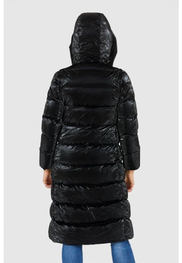 Hetrego - HETREGO Czarny damski błyszczący płaszcz puchowy z odpinanymi rękawami Summer, Rozmiar 36 EU - 40 IT. Kolor: czarny. Materiał: puch