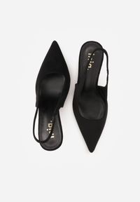 Born2be - Czarne Sandały na Szpilce z Imitacji Zamszu z Noskiem w Szpic Fyrlenne. Okazja: na co dzień, na ślub cywilny, na wesele, do pracy, na spotkanie biznesowe. Kolor: czarny. Materiał: zamsz. Sezon: wiosna, lato. Obcas: na szpilce. Styl: klasyczny, casual, biznesowy, elegancki #6