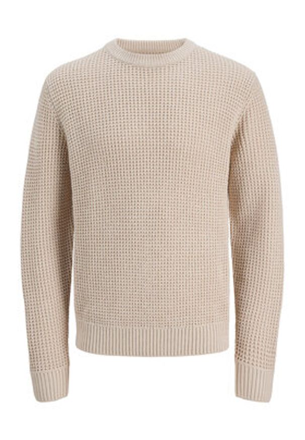 Jack & Jones Sweter Global 12287594 Beżowy Regular Fit. Kolor: beżowy. Materiał: syntetyk, bawełna