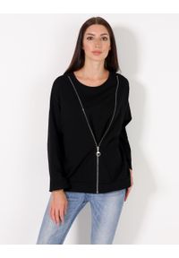 Unisono - BLUZA Z SUWAKIEM 109-A2192 NERO. Materiał: elastan, bawełna