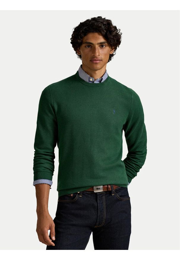 Polo Ralph Lauren Sweter 710918163521 Zielony Regular Fit. Typ kołnierza: polo. Kolor: zielony. Materiał: bawełna