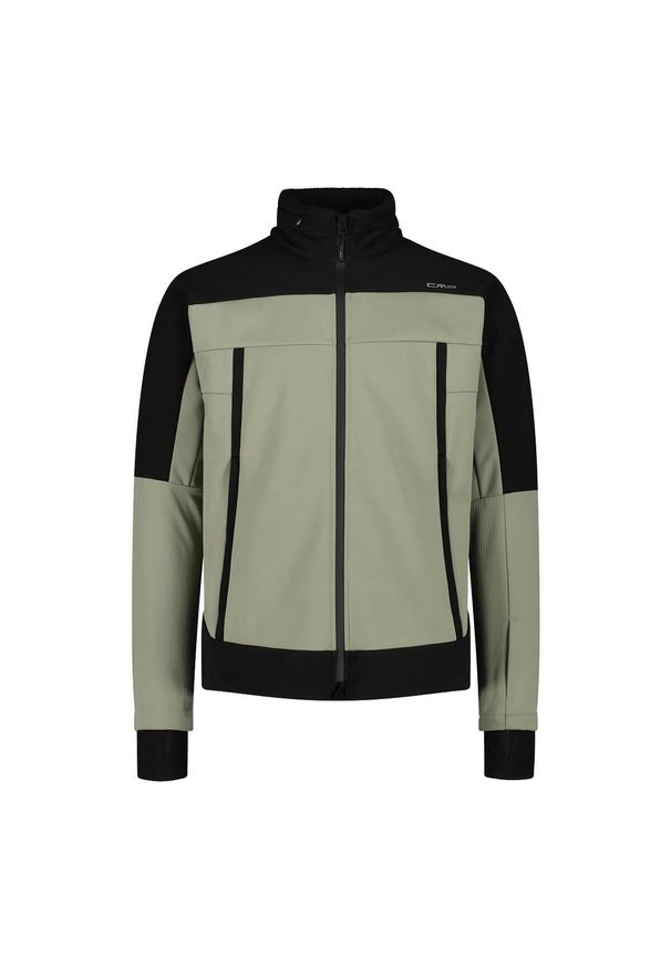 Kurtka męska turystyczna CMP 34A1857. Typ kołnierza: kaptur. Kolor: zielony. Materiał: softshell. Sport: turystyka piesza