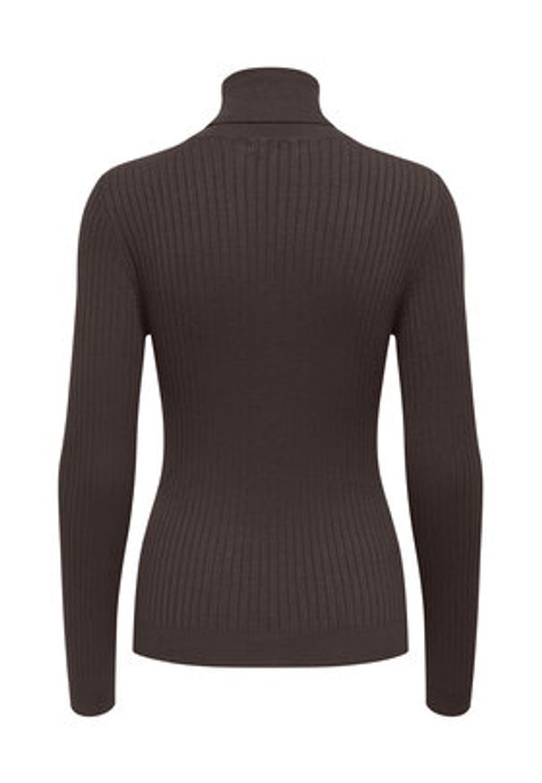 only - ONLY Golf Karol 15165075 Brązowy Slim Fit. Typ kołnierza: golf. Kolor: brązowy. Materiał: wiskoza