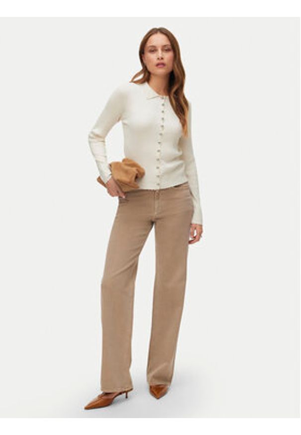 Vero Moda Jeansy Tessa 10288257 Beżowy Wide Leg. Kolor: beżowy